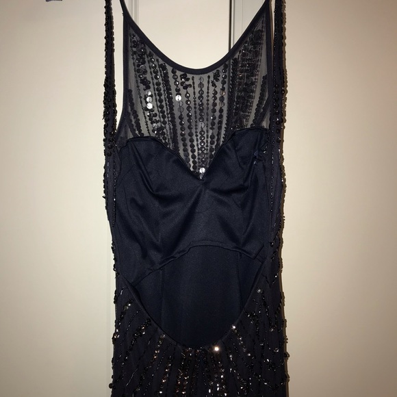 Navy Blue Sequin Maxi Dress - Picture 5 of 5